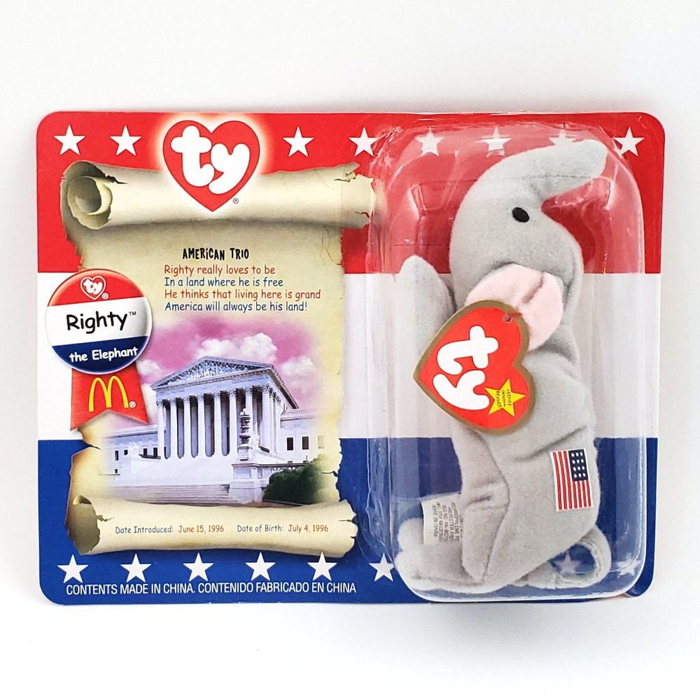 Ty Teenie Beanie Babies “Righty the Elephant” McDonalds Collectible – NEW